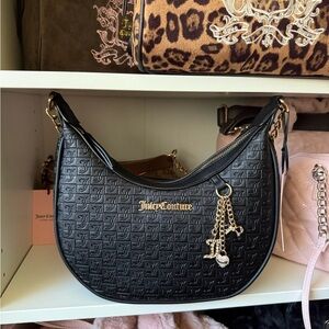 Juicy Couture Lucky Charms Black Shoulder Bag with Gold Charms
